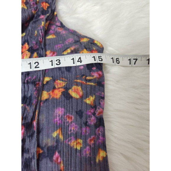 Free People Womens Blouse Multicolor Floral Sleeveless Drape Neck Textured S - Picture 3 of 6